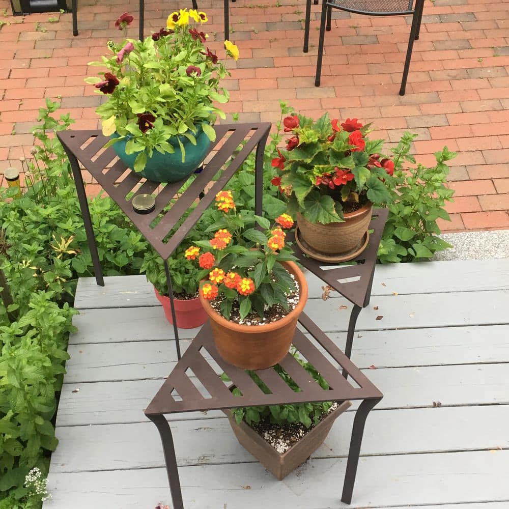 Bronze Triangular Metal Nesting Tables Set of 3