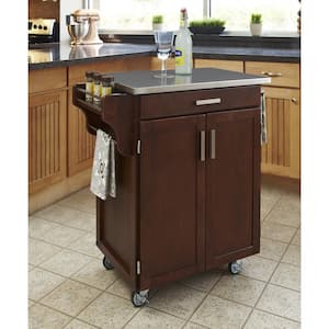 Cuisine Cart Cherry Kitchen Cart with Stainless Top