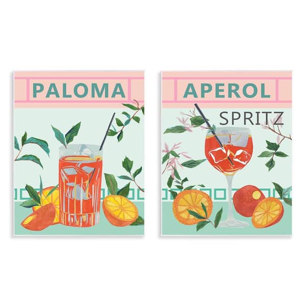 Stupell Industries Pastel Kitchen Cocktails by Melissa Wang 2 Pieces Unframed Food Graphic Art Print 14 in. x 11 in.