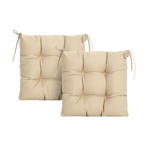 Outdoor Tufted Seat Cushions 2-Pack 19x19", for Patio Bench Dining Chair Lounge Chair Seat Pad Beige