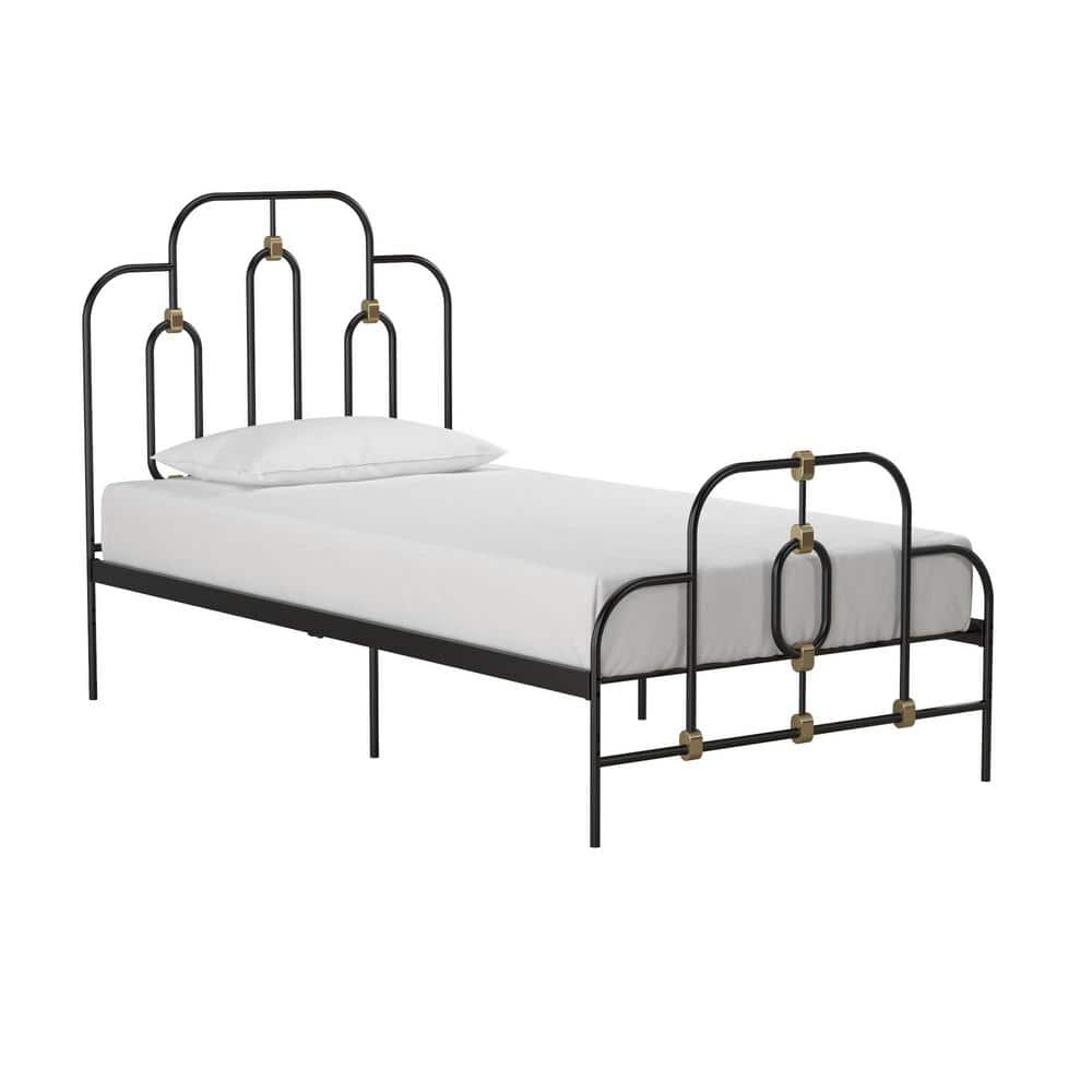 Novogratz Olivia Black And Gold Metal Twin Size Bed 4462019N - The Home ...