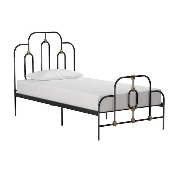 Novogratz Olivia Black and Gold Metal Twin Size Bed