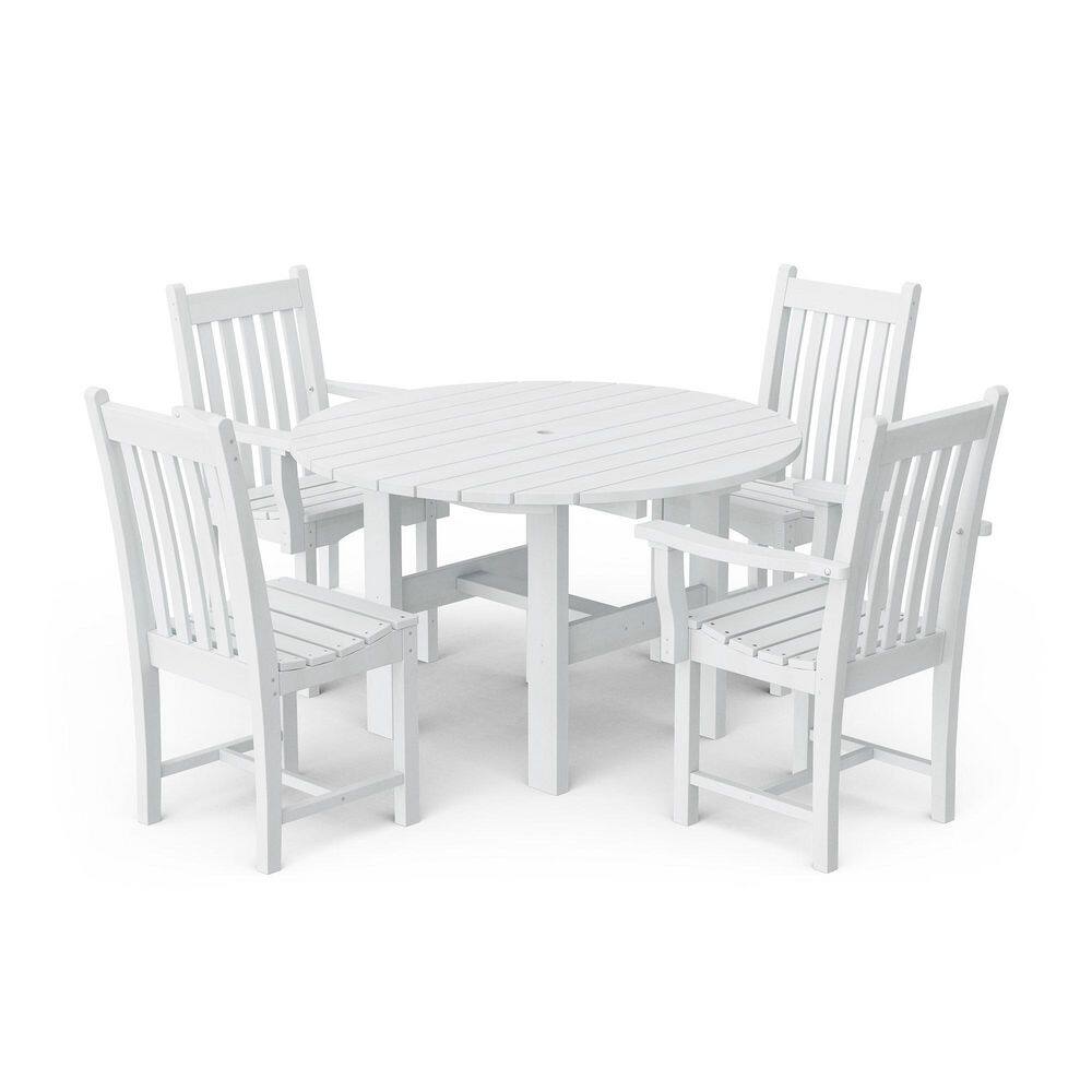 Classic White 5-Piece HDPE Plastic Outdoor Patio Dining Set with Dining Chairs price history on PriceWatchPro