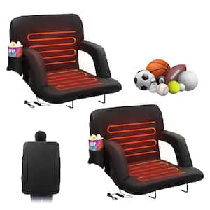 Double Heated Stadium Seat 3 Level Heating Wide Bleacher Seat Folding Portable Padded Reclining Chair, 2 Set