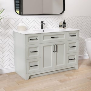 48 in. W x 22 in. D x 34 in. H Single Sink Shaker Bath Vanity for Bathroom in Gray with White Stone Resin Top and Sink