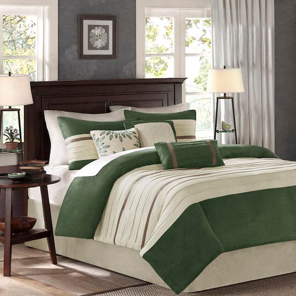 Madison Park Teagan 7-Piece Green Microfiber King Comforter Set
