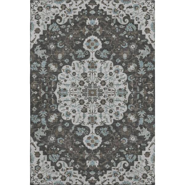 Mayfield Premium Machine Washable Abstract AMF2463 Silver 10 ft. x 14 ft. Area Rug