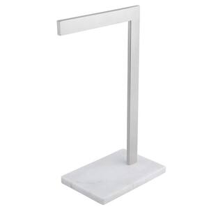 16.3 in. Countertop 1-Towel Rack Stand with Marble Base in Brushed