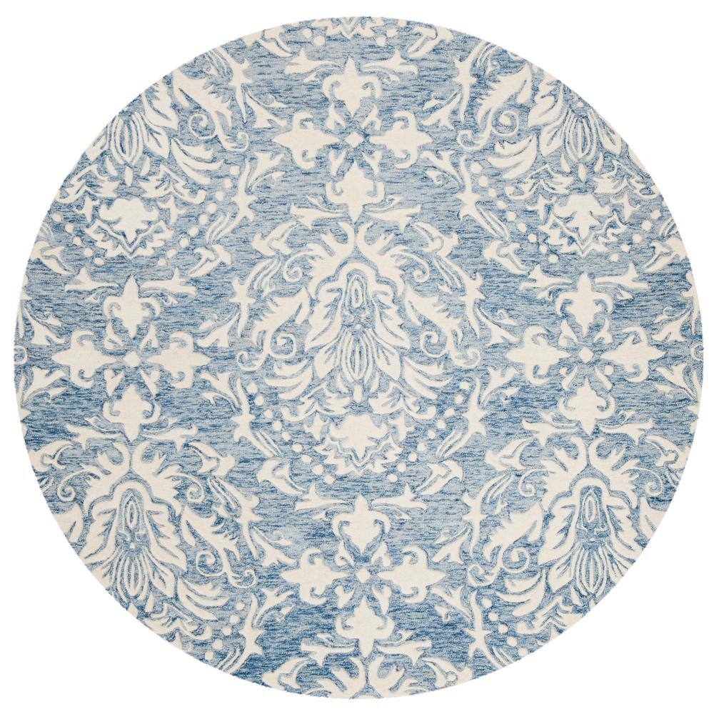 8'round SAFAVIEH Blossom BLM107B Handmade Blue / Ivory Rug