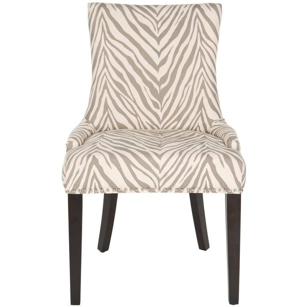Lester Gray Zebra Linen Parsons Dining Chairs Set of 2