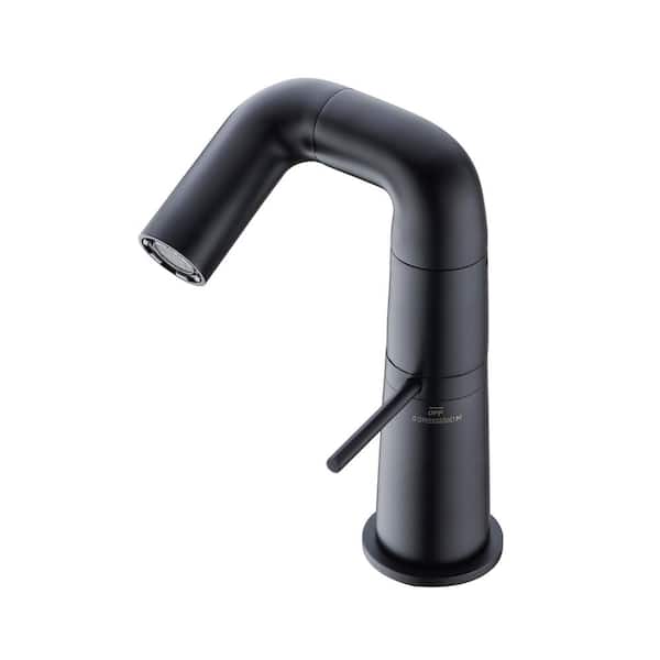 PERLIRIA INC Single Handle Bathroom Faucet, Single Hole Bathroom Sink Faucet with Handle in Matte Black