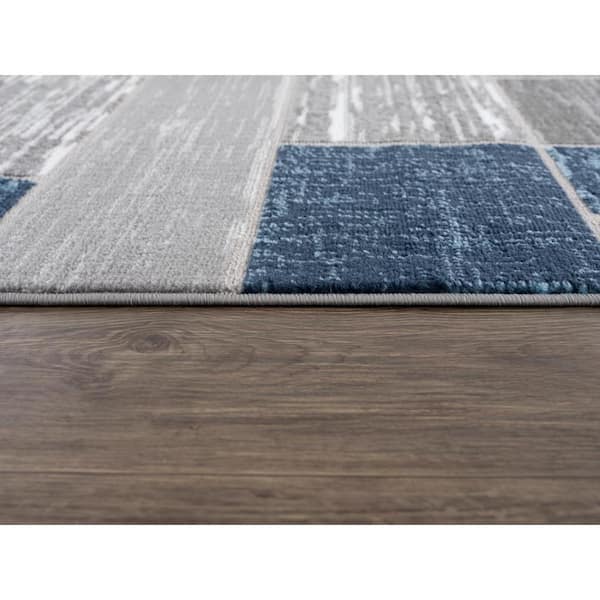 L'Baiet Verena Blue Geometric 2 ft. x 3 ft. Scatter Area Rug