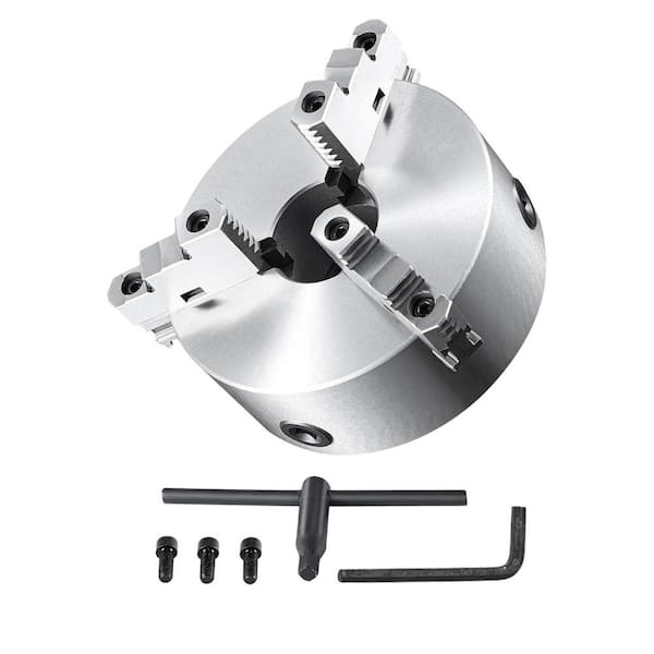 3-Jaw Lathe Chuck, 8 in. Self-Centering Lathe Chuck, 0.16-8 in. /4-200 mm Clamping Range with T-key Fixing Screws