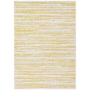 Sunnydaze Abstract Impressions Polypropylene Patio Area Rug in Golden Fire - 7 x 10 Foot