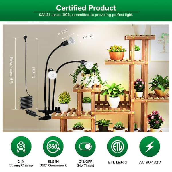 SANSI 450-Watt Equivalent Full Spectrum Black Clip-on Gooseneck