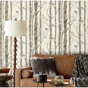 Brown and Taupe Birch Trees Peel and Stick Wallpaper (Covers 28.18 sq. ft.)