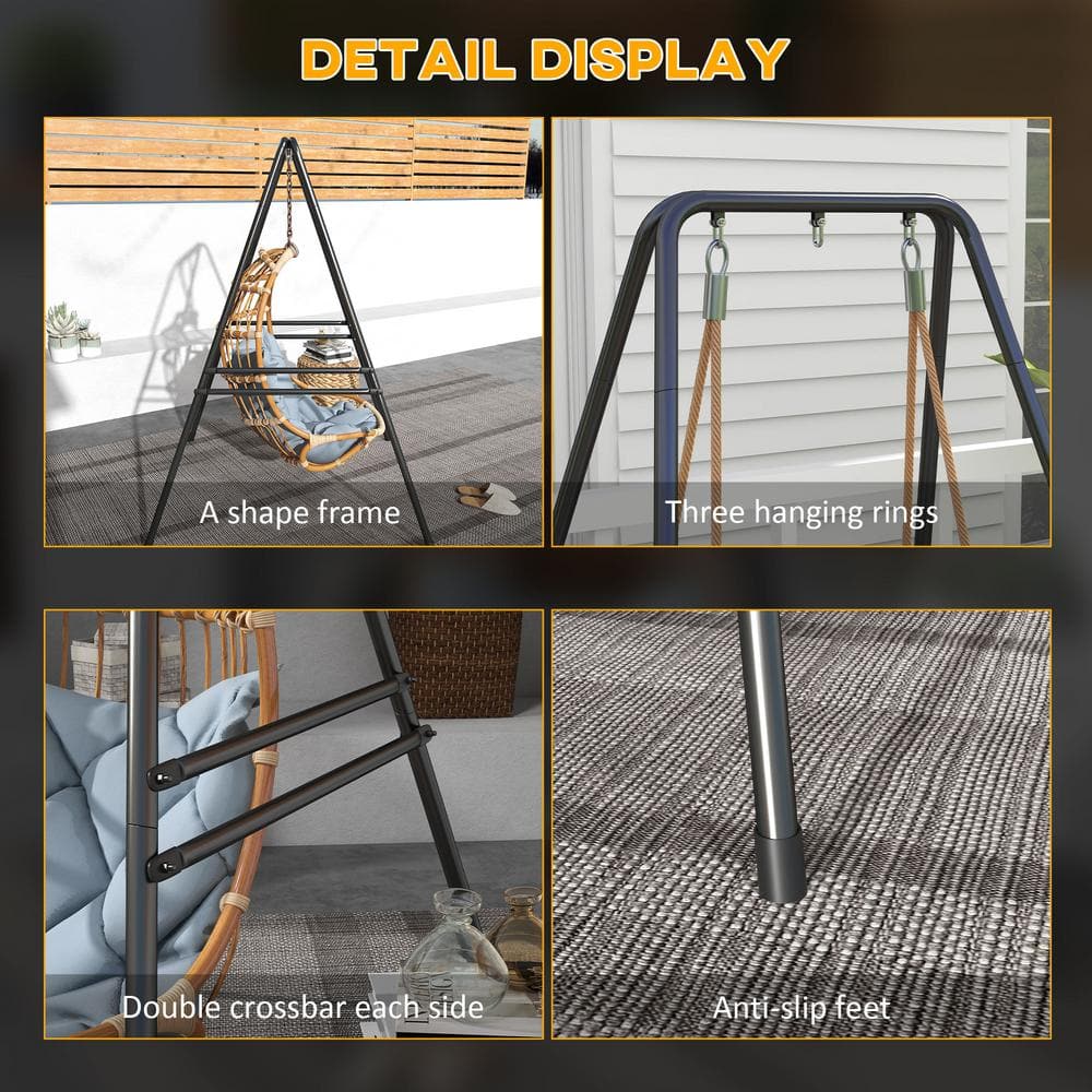 Black Heavy Duty Steel Hammock Chair Stand for Indoor & Outdoor Use