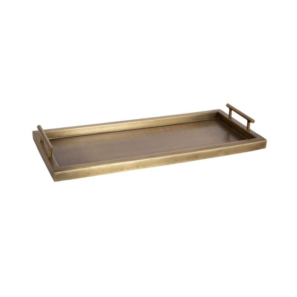 Kate and Laurel Halsey Gold Rectangle Metal 24 in. Decorative Tray 231472