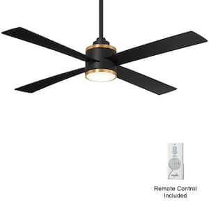 Falco 54 in. Indoor Black and Soft Brass Low Profile Ceiling Fan with Warm White Integrated LED and Remote Included