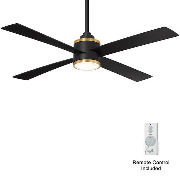 Falco 54 in. Indoor Black and Soft Brass Low Profile Ceiling Fan with Warm White Integrated LED and Remote Included