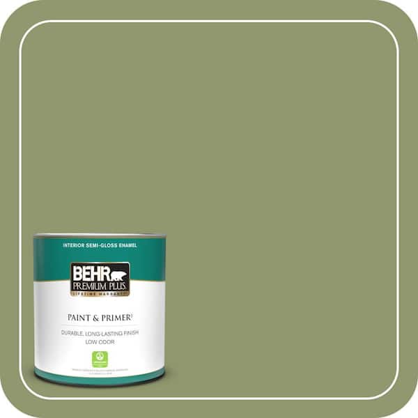 BEHR PREMIUM PLUS 1 qt. #410F-5 Boston Fern Semi-Gloss Enamel Low Odor Interior Paint & Primer