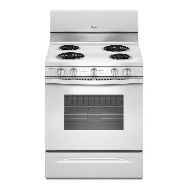 Whirlpool 30 in. 4.8 cu. ft. Electric Range with High-Heat Self-Cleaning Oven in White