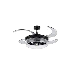 Brisbane 48 in. Indoor Matt Black Retractable Ceiling Fan with Light and Remote Included
