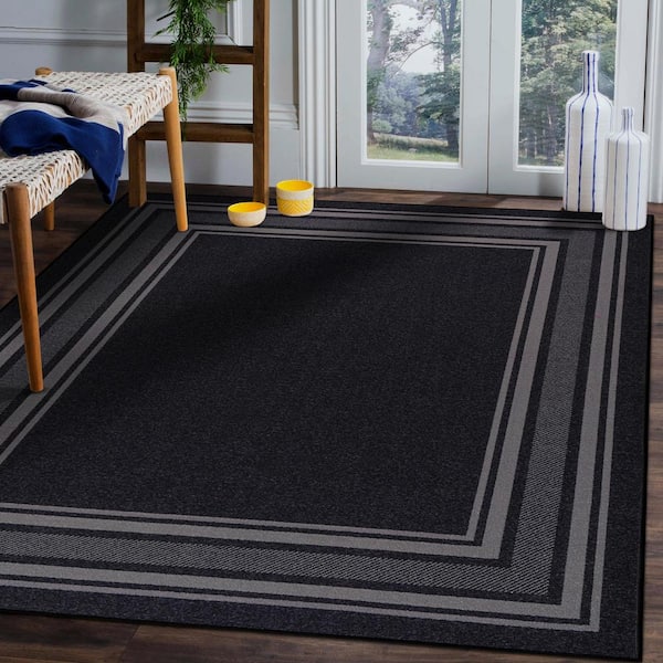 Beeiva Washable Kitchen Rugs, 2x3 Black Border Throw Entryway Rugs Indoor,  Non Slip Entrance Rugs Modern Doormat Non-Shedding Small Rugs for Entryway