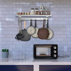 48 in. W x 12 in. D Stainless Steel Wall Mounted Pot Rack with Shelf, Kitchen, Restaurant Room Decorative Wall Shelf
