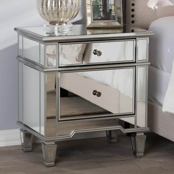 tall silver nightstand