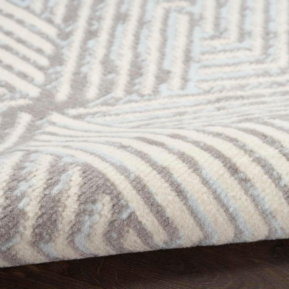 Grafix Gray Geometric 2' x 4' Synthetic Area Rug