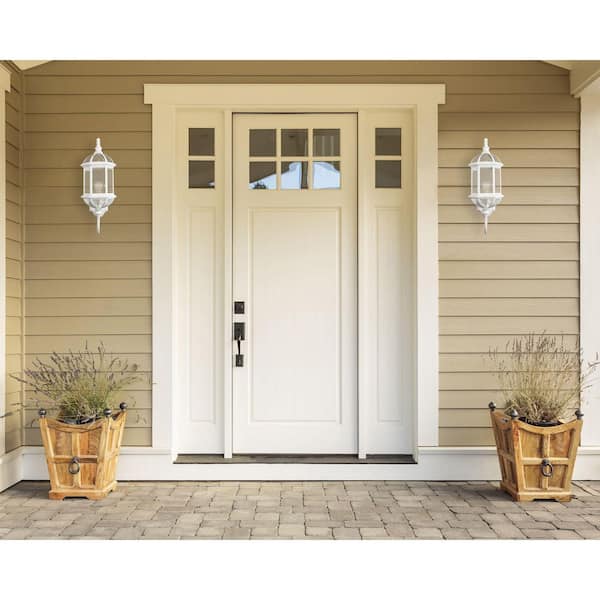 Wentworth 1-Light Large White Outdoor Wall Light Fixture with Clear Glass