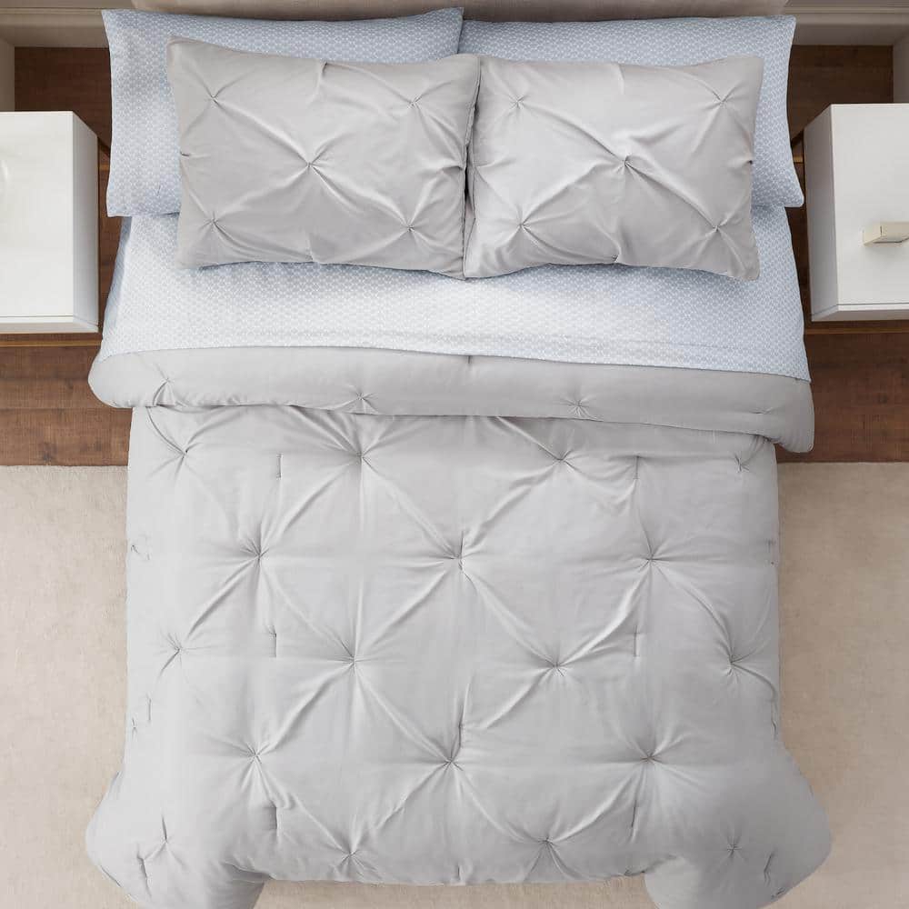 Full Gray Microfiber Reversible Bed in a Bag Set