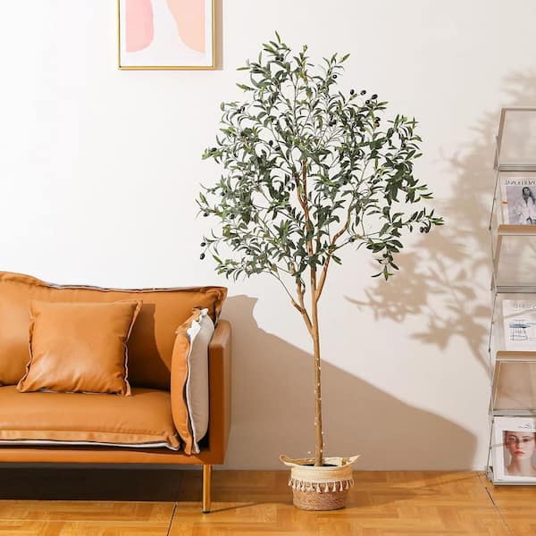 Unbranded 6 ft. Artificial Olive Tree in Pot with Branches and Warm LED Light String