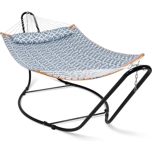 Unbranded 12 ft. Portable Hammocks Freestanding Steel, 2-Person for Outdoor in Gray Pattern