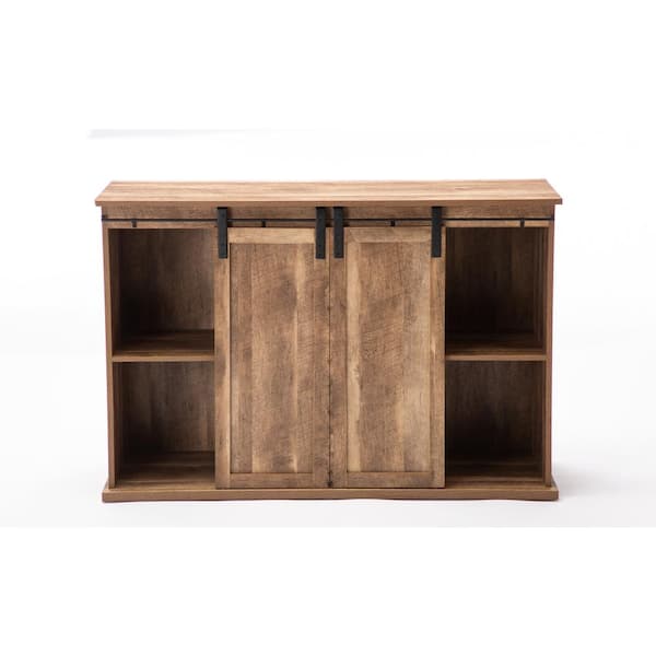 Boraam Weston 47 in. Natural Wood TV Stand Fits TVs Up to 45 in. with Storage Doors