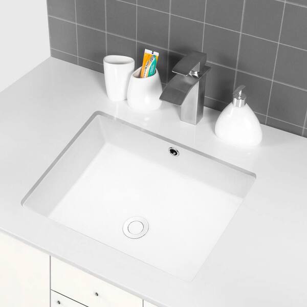Lordear 22 In X 16 In Rectangle Undermount Sink Porcelain Ceramic Lavatory Vanity Bathroom Sink In Pure White St2216 The Home Depot