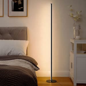 57.5 in. Black RGBW LED Dimmable Standing Floor Lamp for Living Room with Remote Control