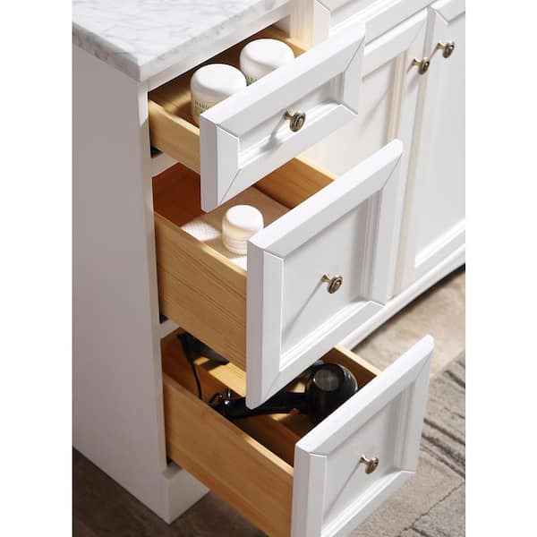 Bathroom Equipment Drawer Storage Luxury Solid Wood Marble Top