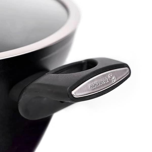 Korkmaz Ornella 7 Piece Non Stick Aluminum Cookware Set in Black