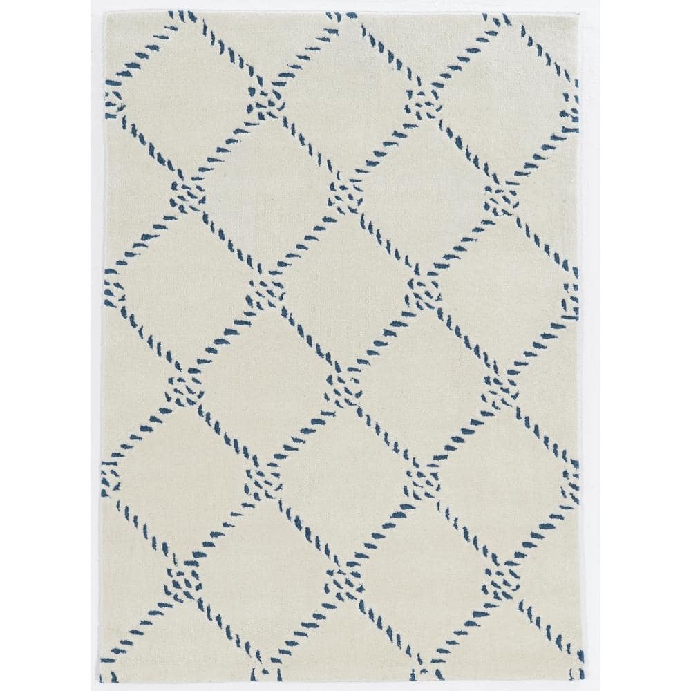 Legion Barlow Ivory/Navy 5 ft. x 7 ft. Area Rug