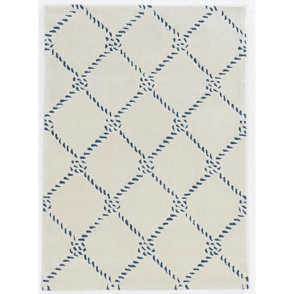 Legion Barlow Ivory/Navy 5 ft. x 7 ft. Area Rug