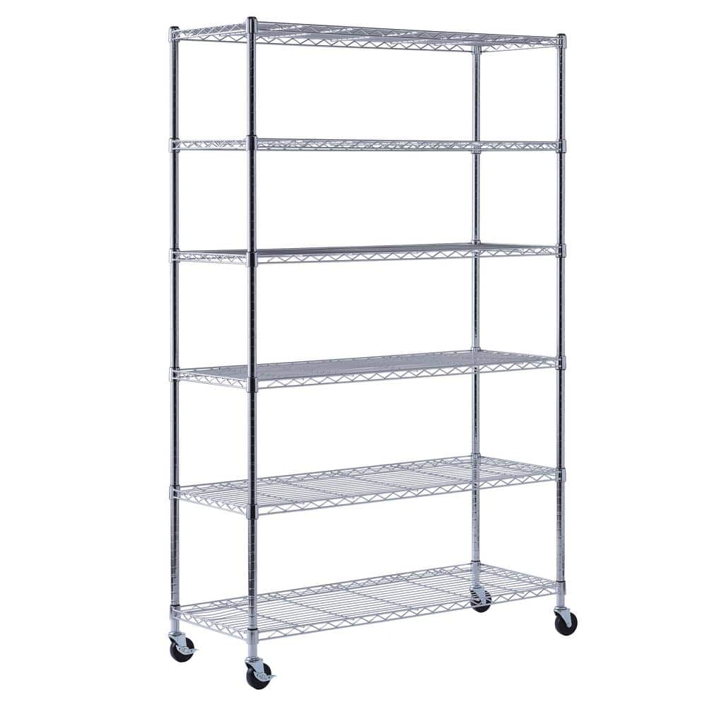 Muscle Rack Mobile 6-Tier Steel Chrome Garage Storage Shelving Unit (48 in. W x 72 in. H x 18 in. D)