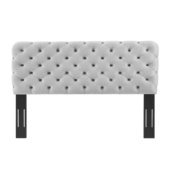 MODWAY Lizzy Tufted Light Gray Queen Performance Velvet Headboard