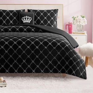 JUICY COUTURE Glam Night 4-Piece Black Striped Microfiber