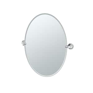 Cafe 20 in. W x 27 in. H Frameless Oval Bathroom Vanity Mirror in Chrome