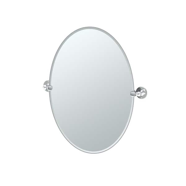 Gatco Cafe 20 in. W x 27 in. H Frameless Oval Bathroom Vanity Mirror in Chrome
