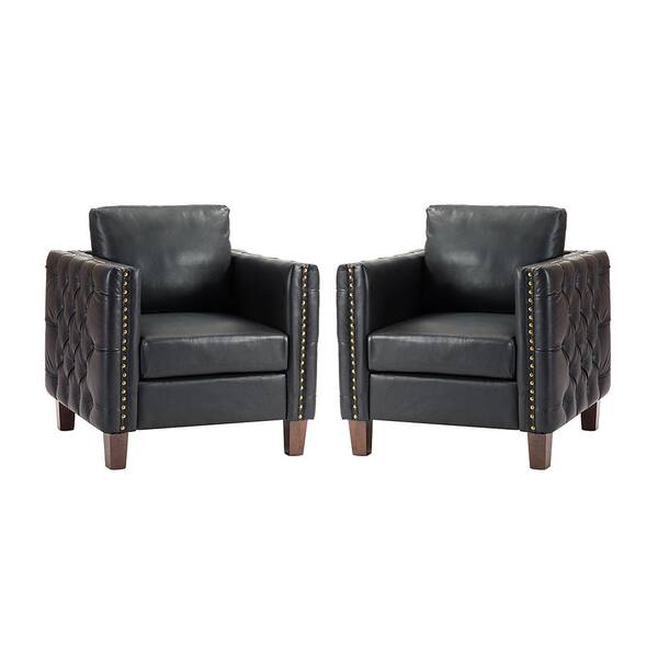 JAYDEN CREATION P1 A Cido Black Club Chair With Nailhead Trim (Set Of 2 ...