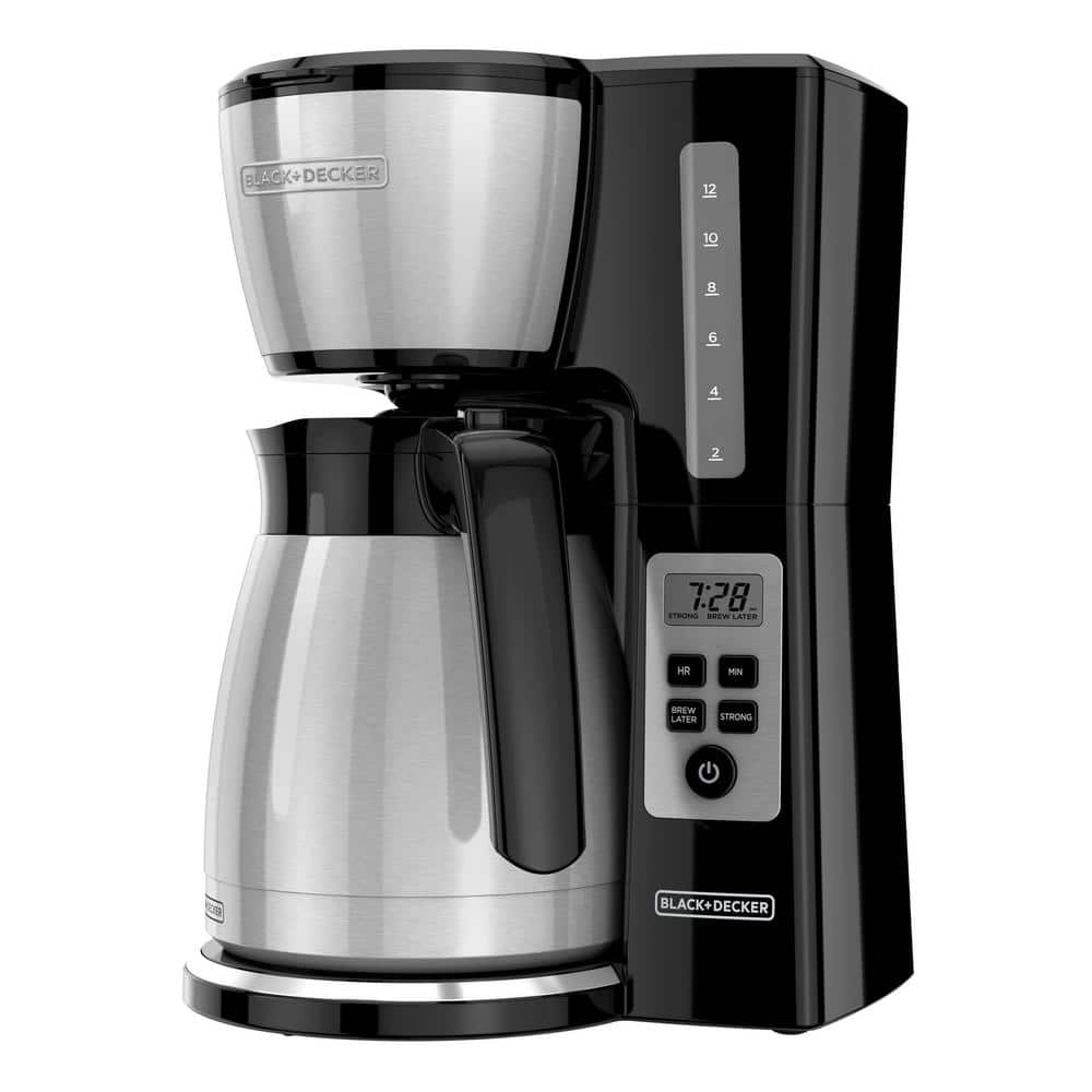Black and Steel Programmable Thermal Drip Coffee Maker
