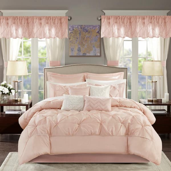 MADISDON PARK ESSENTIALS Loretta Blush Polyester Cal King Comforter Set